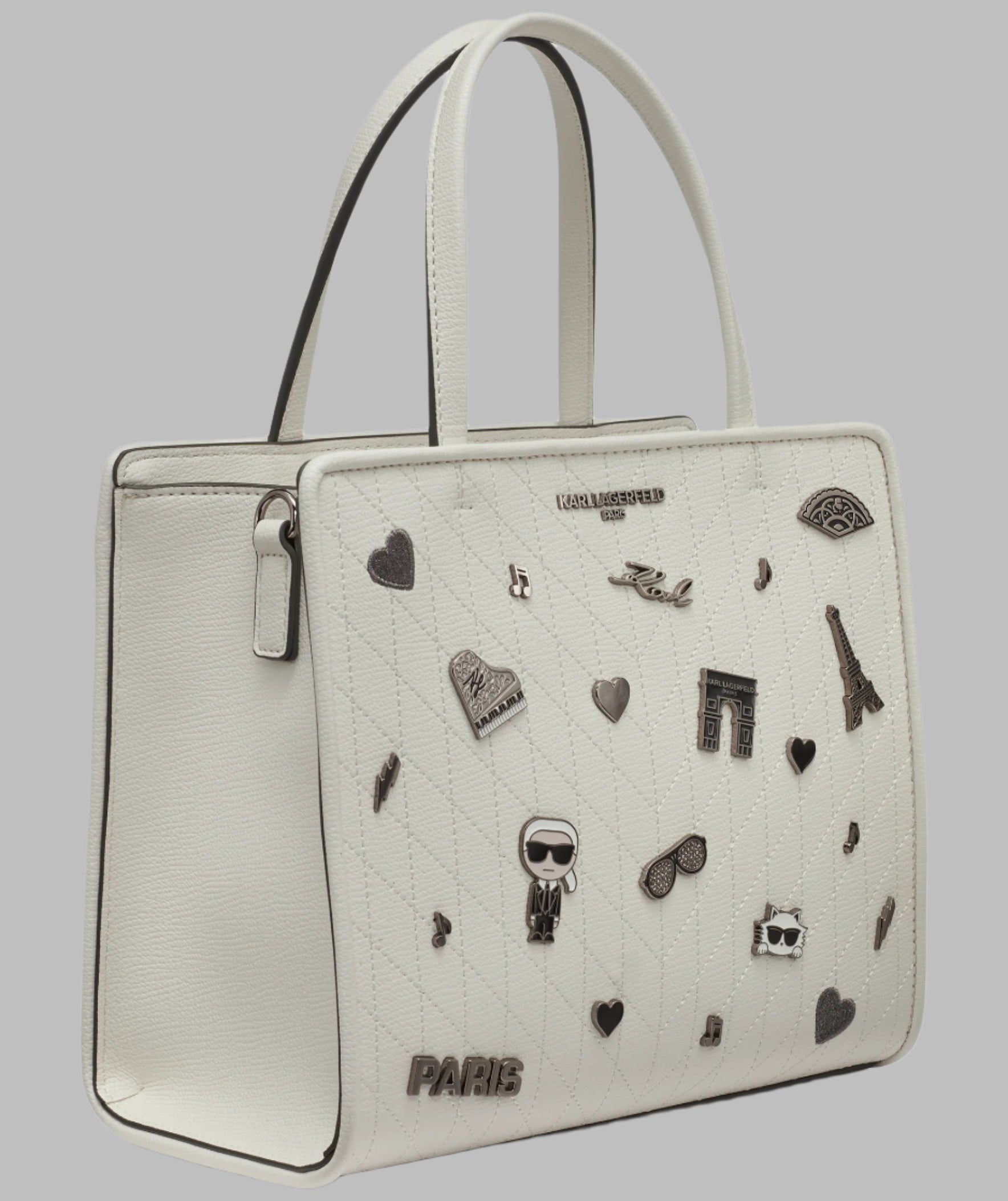 KarlLagerfeld Maybelle satchel with pins white