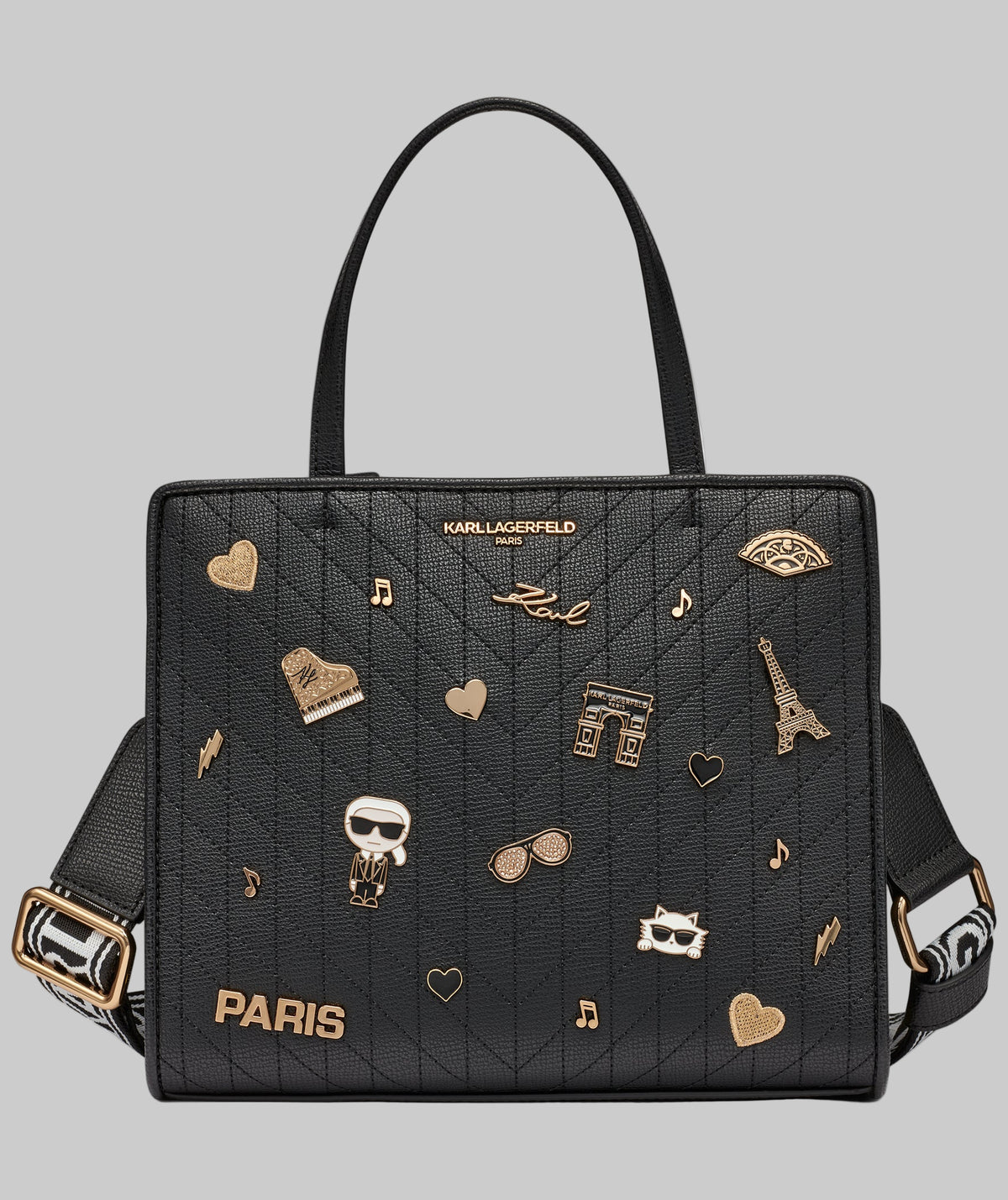 KarlLagerfeld Maybelle satchel with pins black