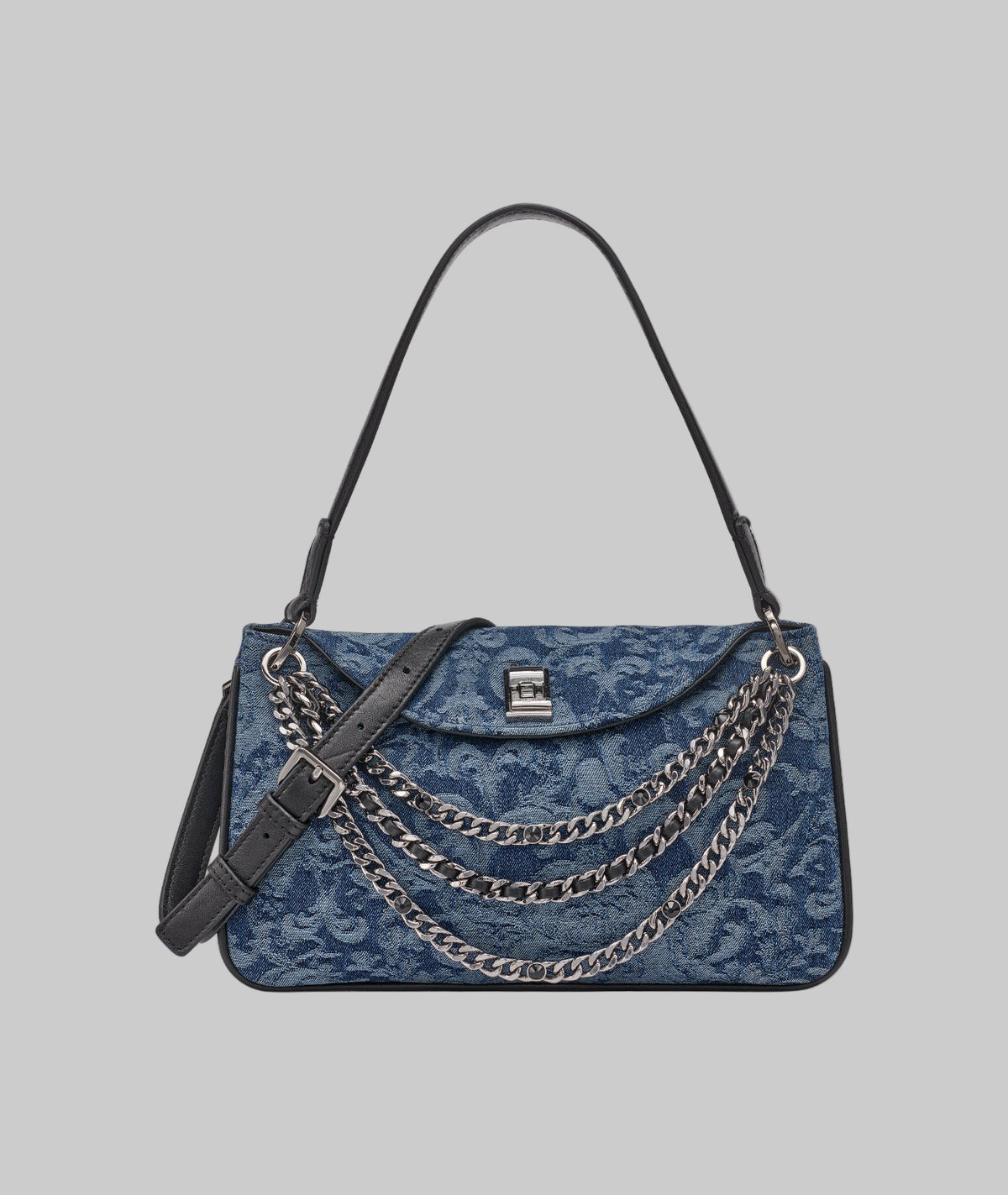 KarlLagerfeld Nadine denim jacquard shoulder bag blue