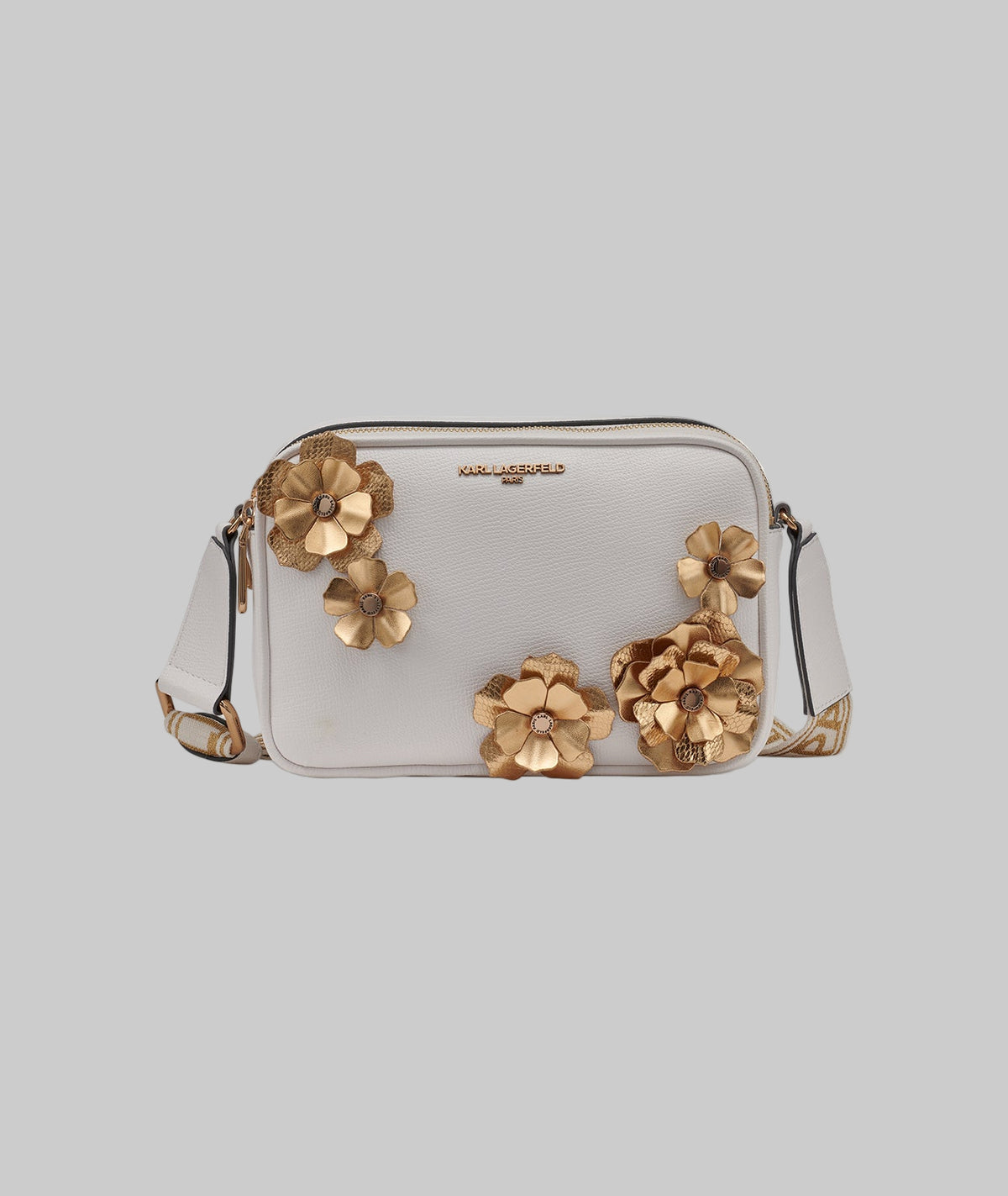 KarlLagerfeld Maybelle crossbody camera bag with flowers white