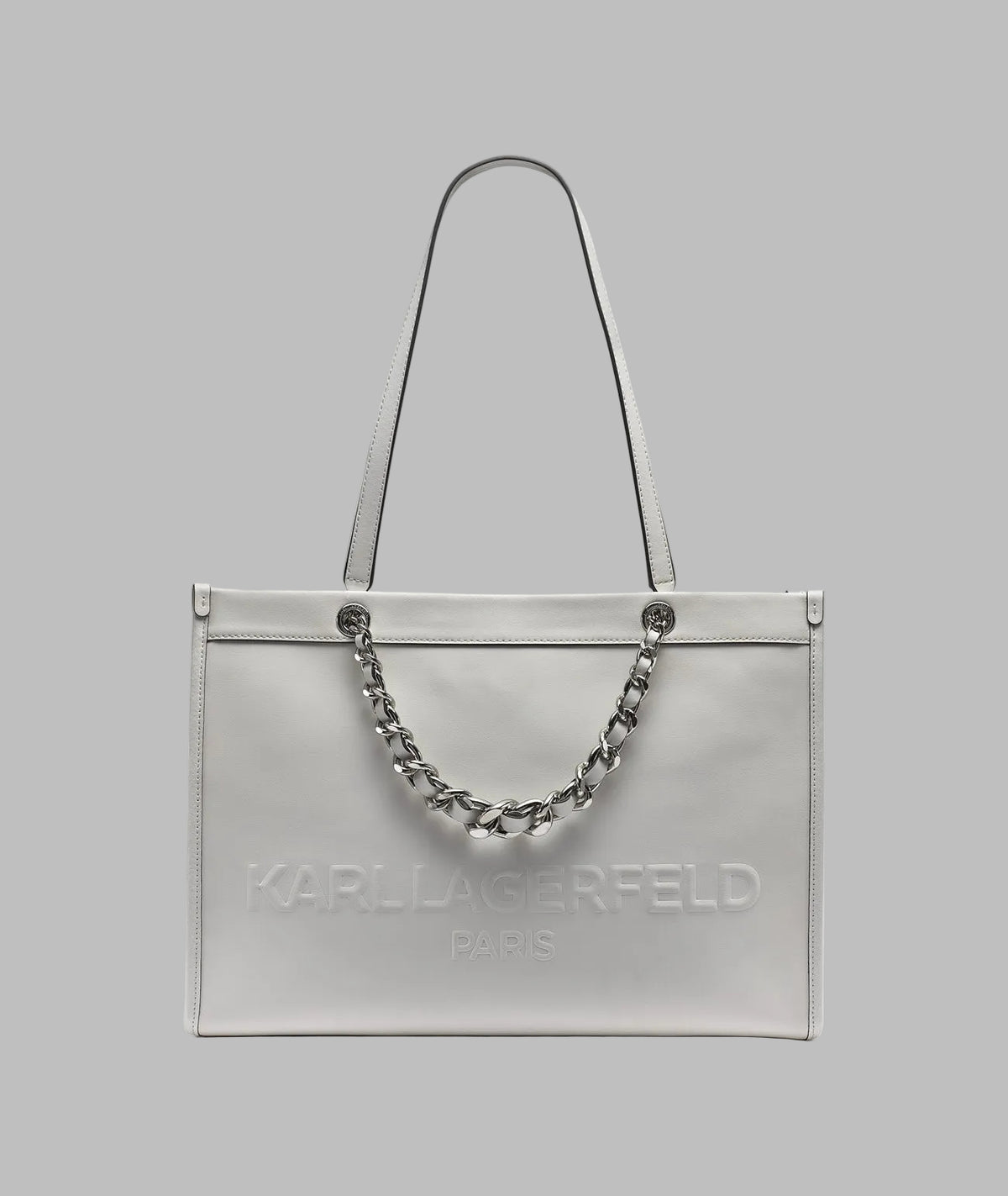 KarlLagerfeld Savoie large leather tote winter white/silver