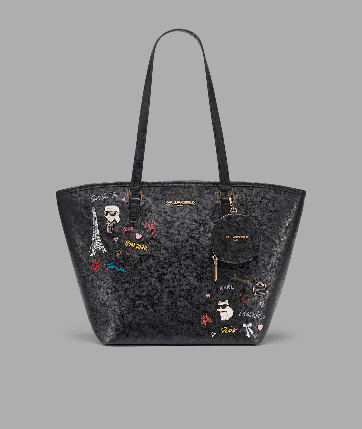 KarlLagerfeld Adele tote with karl art black