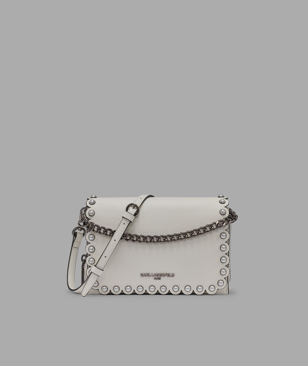 KarlLagerfeld Lourdes crossbody with pearls white