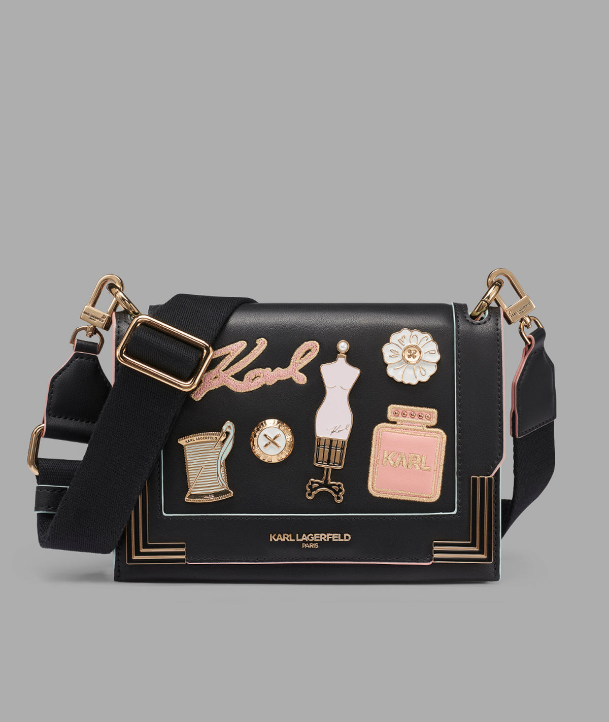 KarlLagerfeld Camille shoulder with oversized fashion pins black / gold