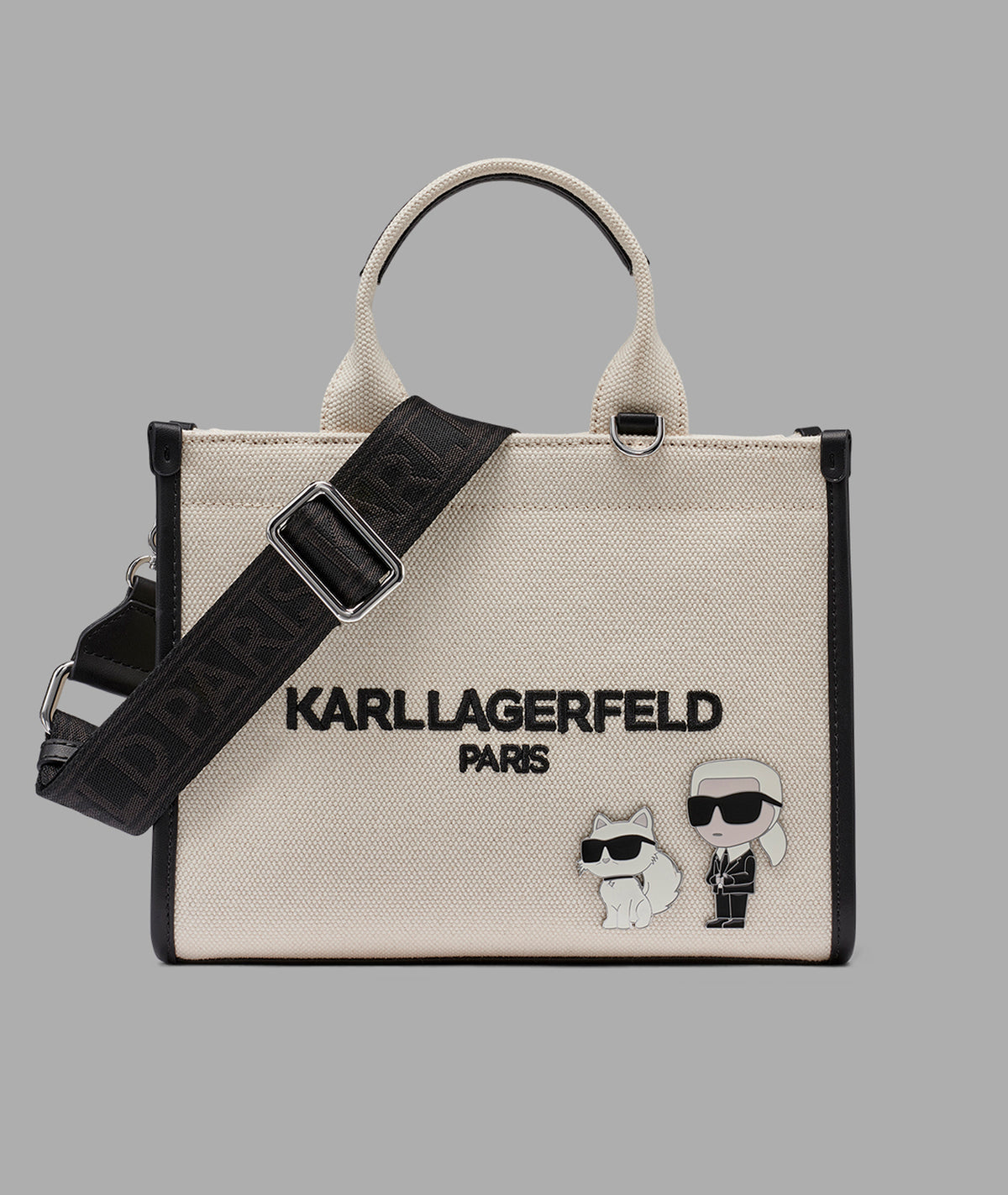 KarlLagerfeld Kristina small tote with top zipper natural