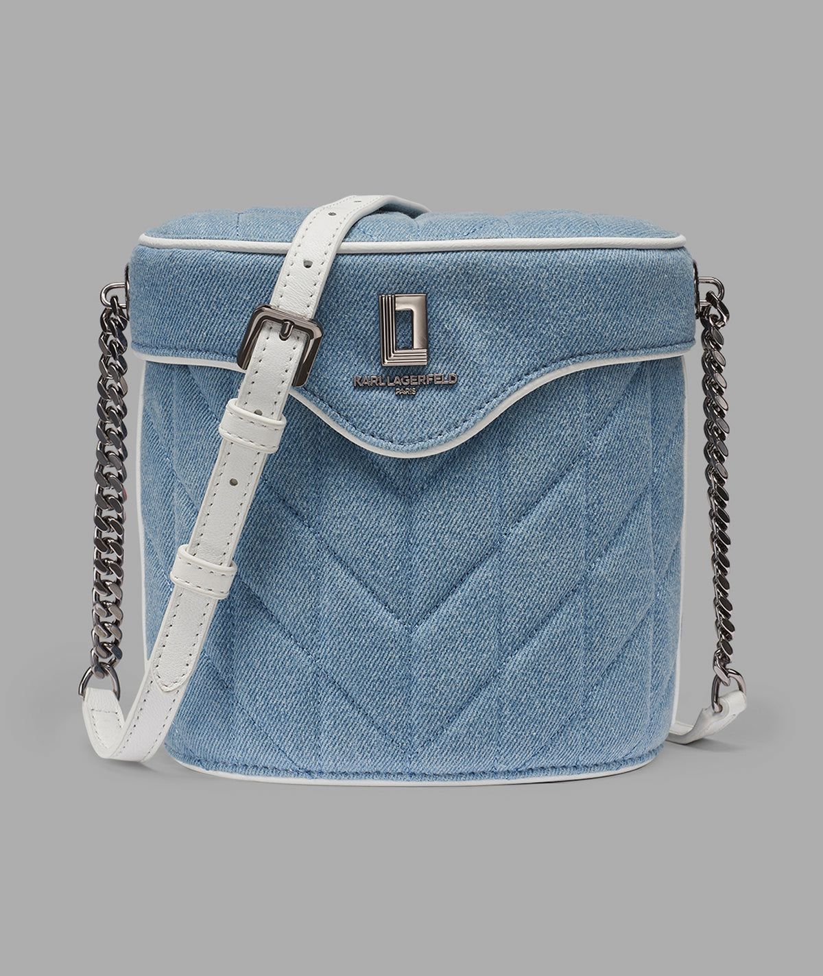 KarlLagerfeld Lafayette crossbody bucket bag light denim