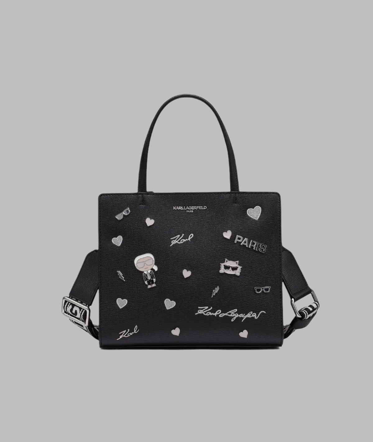 KarlLagerfeld Maybelle satchel with pins black