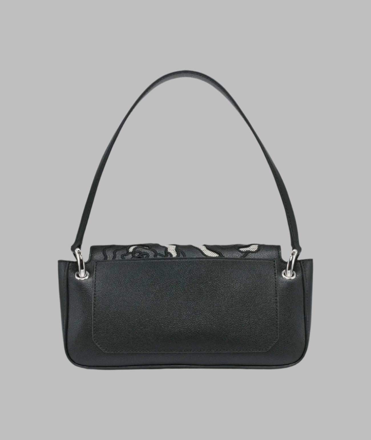 KarlLagerfeld Monet floral embroidery leather shoulder bag black