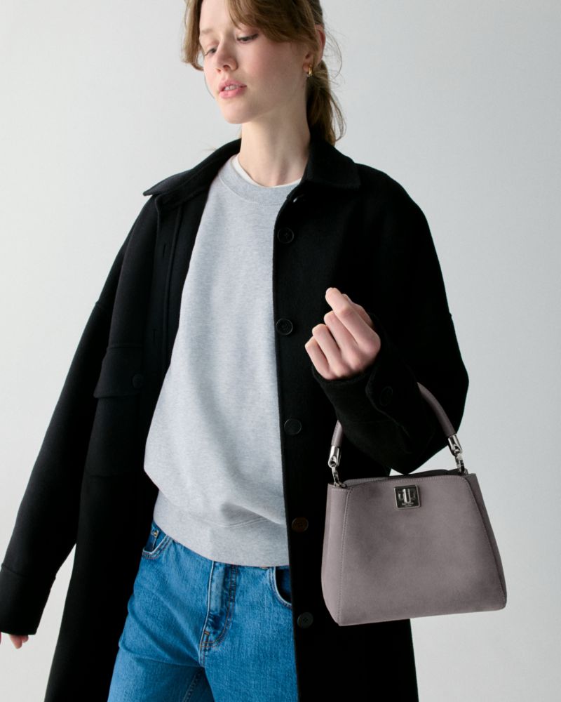 KateSpade Phoebe Suede Small Top Handle Satchel Hare Grey