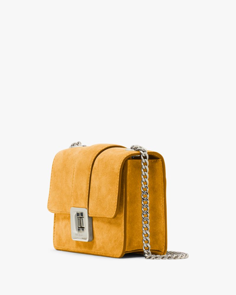 KateSpade Phoebe Suede Turnlock Mini Flap Crossbody Squash Blossom