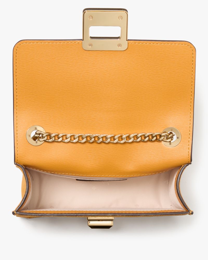 KateSpade Phoebe Suede Turnlock Mini Flap Crossbody Squash Blossom