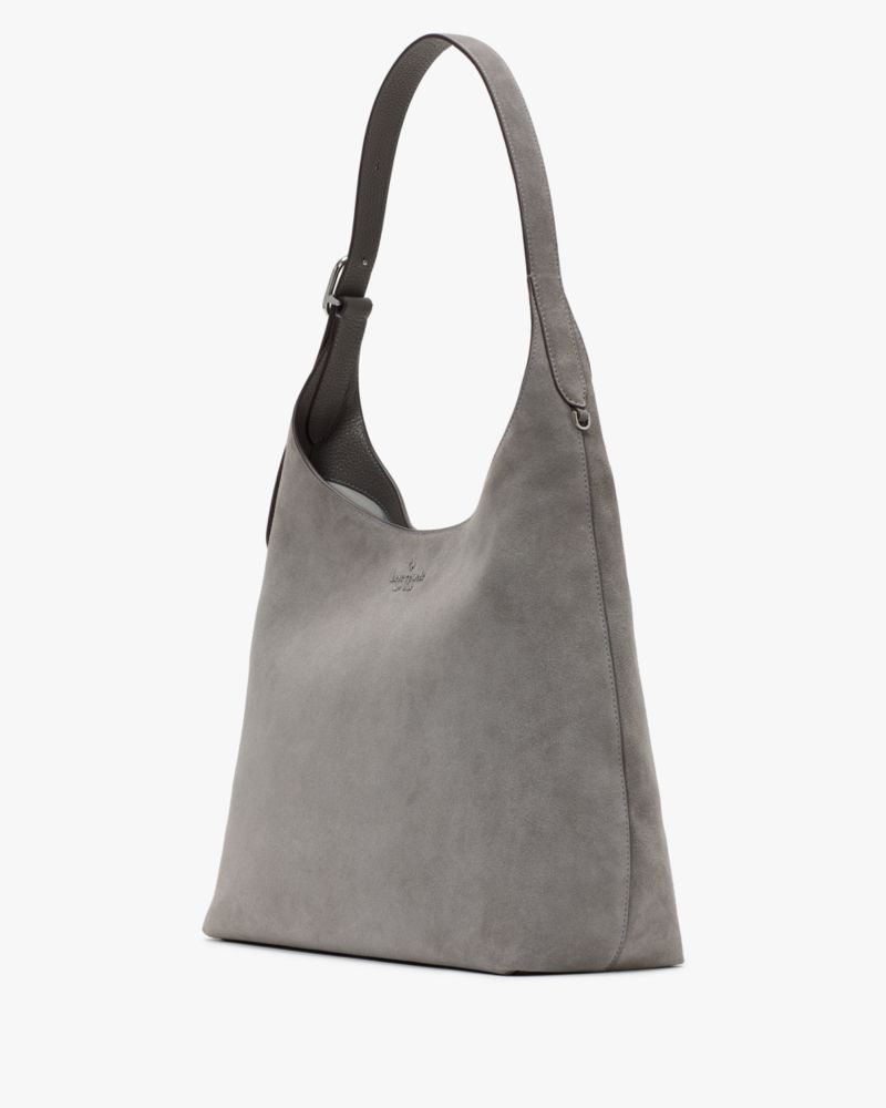 KateSpade 454 Suede Large Shoulder Bag Hare Grey