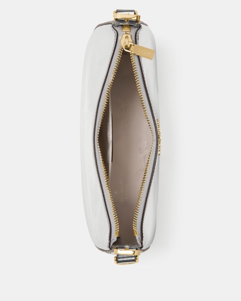 KateSpade Nova Mirror Metallic Small Crescent Shoulder Bag Silver