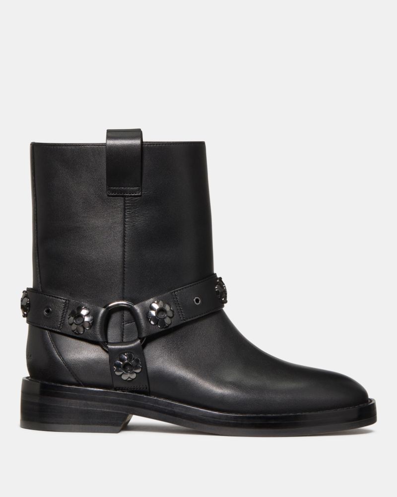 Katespade Spade Flower Stud Moto Boot Black