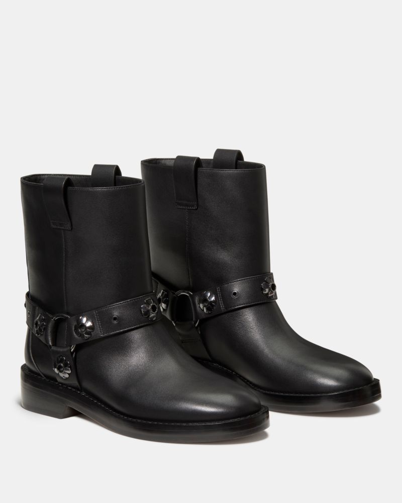 Katespade Spade Flower Stud Moto Boot Black
