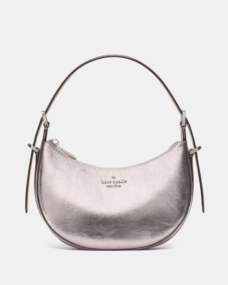 KateSpade Nova Crinkle Metallic Small Crescent Shoulder Bag Lilac Moonlight