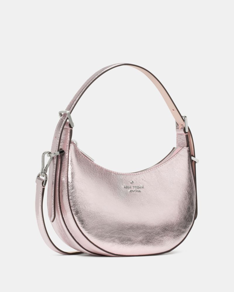 KateSpade Nova Crinkle Metallic Small Crescent Shoulder Bag Lilac Moonlight