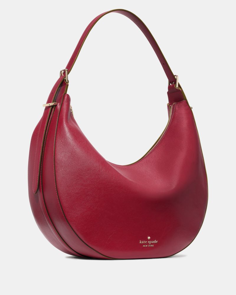 KateSpade Nova Smooth Leather Large Crescent Shoulder Bag Red Jam