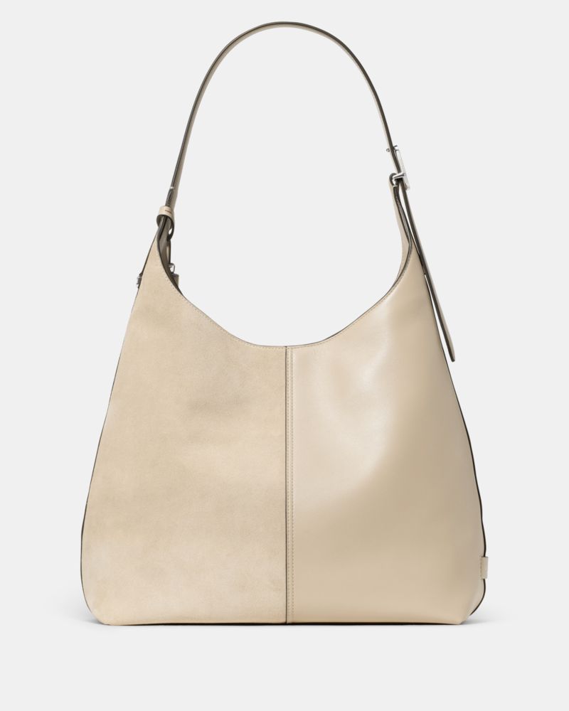 KateSpade 454 Suede Fringe Large Shoulder Bag Light Sand