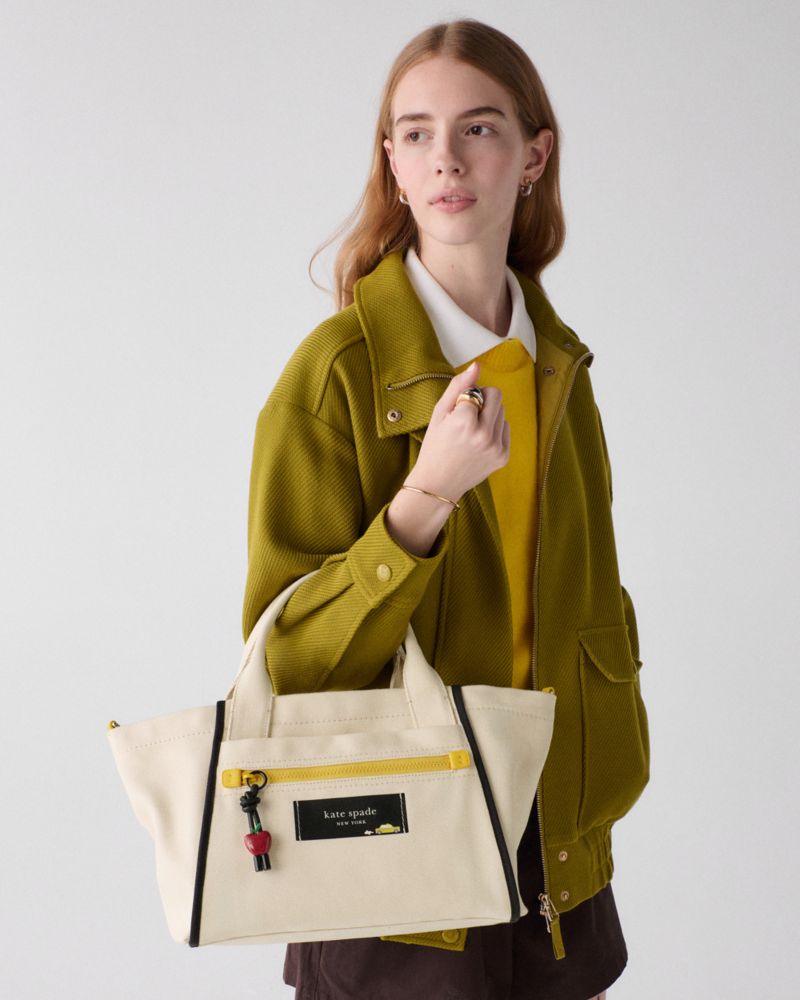 KateSpade Dash Taxi Canvas Tote Bag Natural Multi