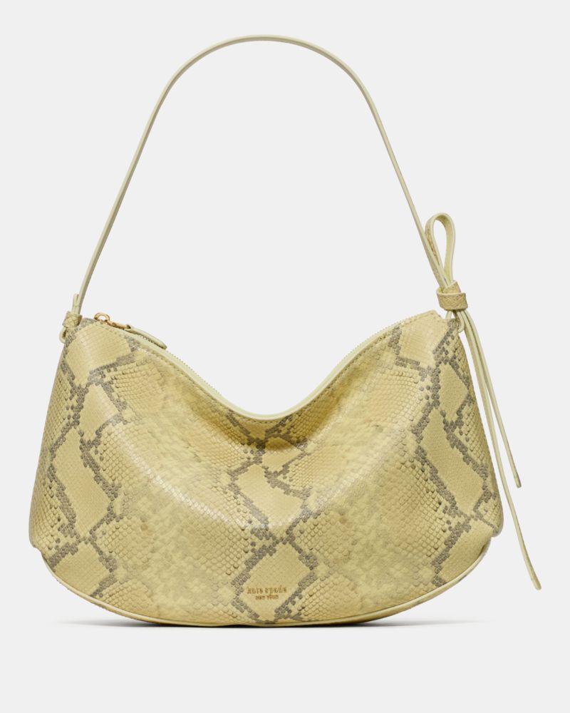 KateSpade Loop Snake Embossed Large Shoulder Bag Pale Citron