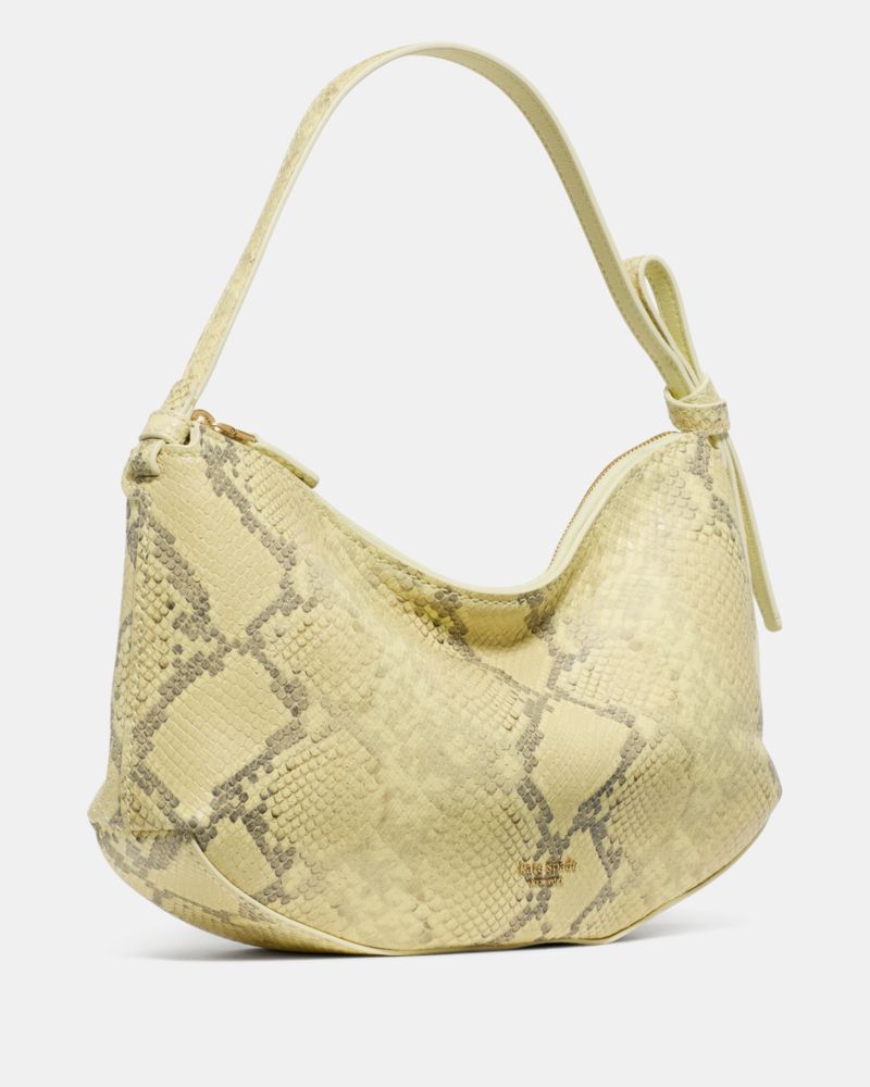 KateSpade Loop Snake Embossed Shoulder Bag Pale Citron