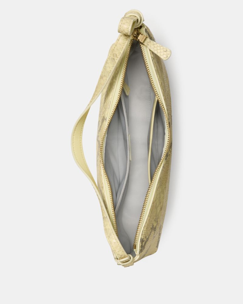 KateSpade Loop Snake Embossed Shoulder Bag Pale Citron