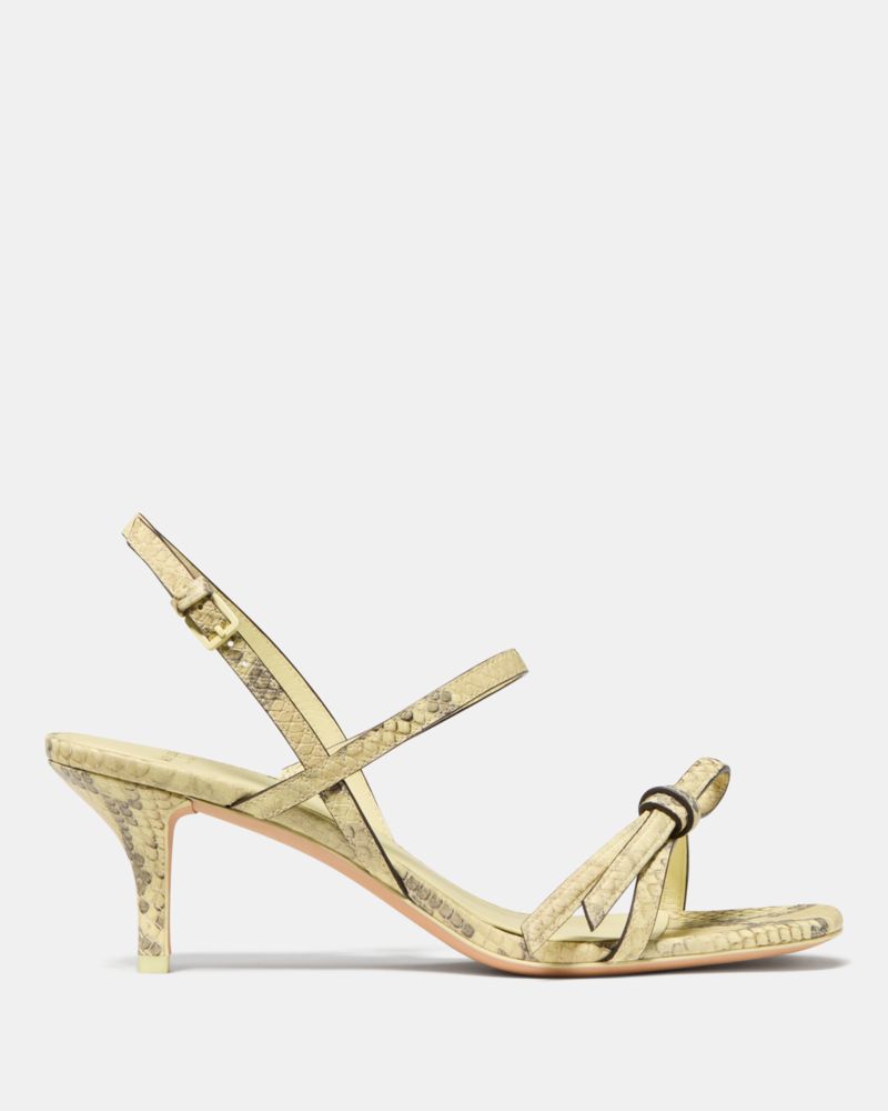 Katespade Loop Snakeskin Kitten Heel Sandals Pale Citron
