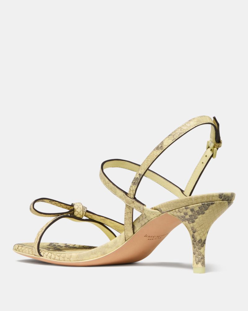Katespade Loop Snakeskin Kitten Heel Sandals Pale Citron