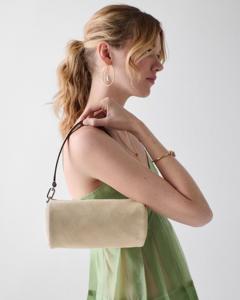 KateSpade Roulette Suede Crossbody Bag Light Sand