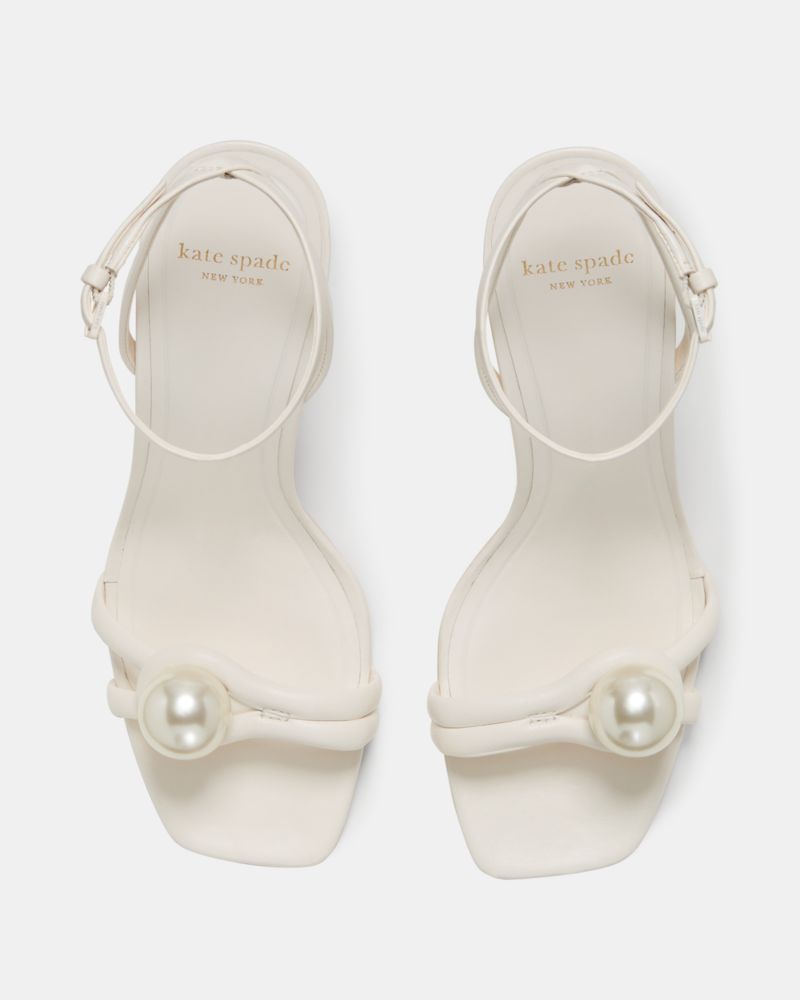 Katespade Harmony Smooth Leather High Heel Sandal Cream