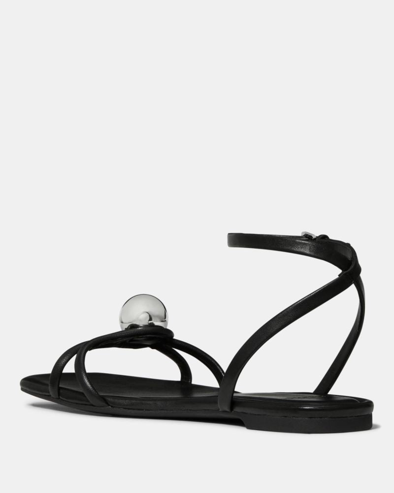 Katespade Harmony Smooth Leather Flat Sandal Black