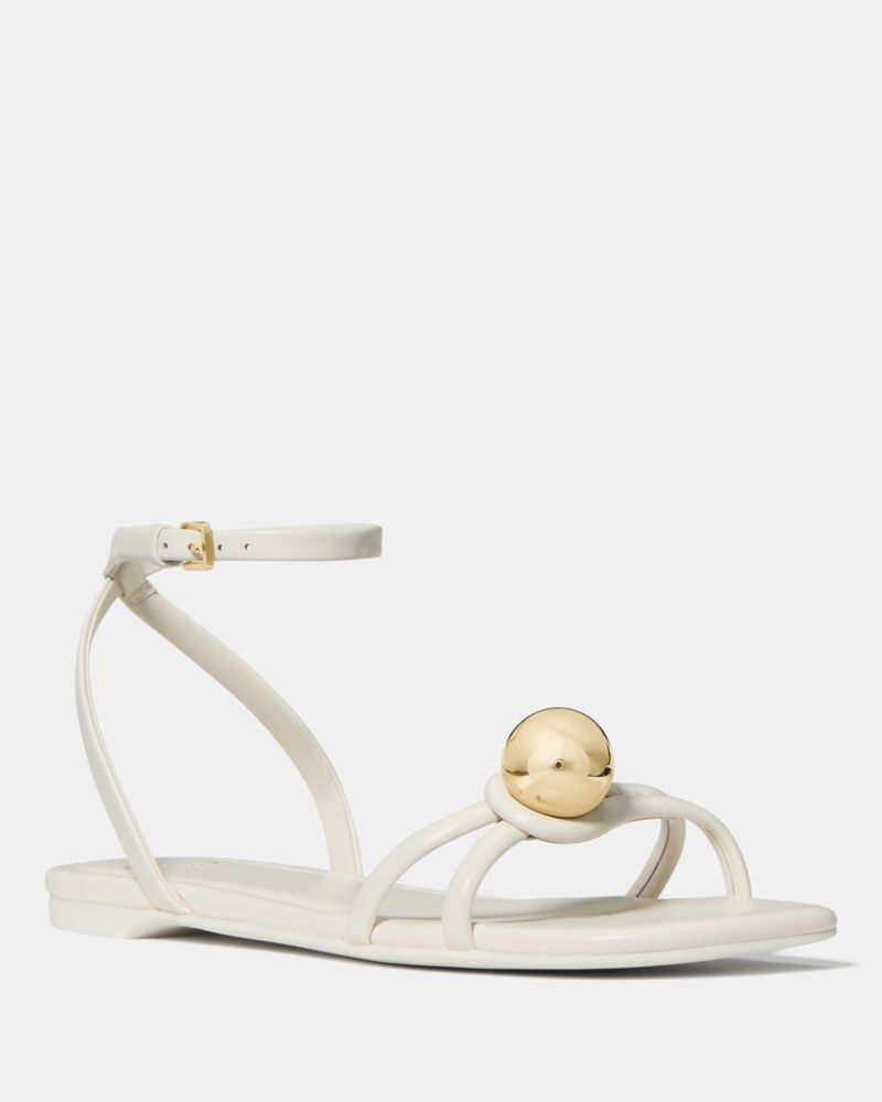 Katespade Harmony Smooth Leather Flat Sandal Cream