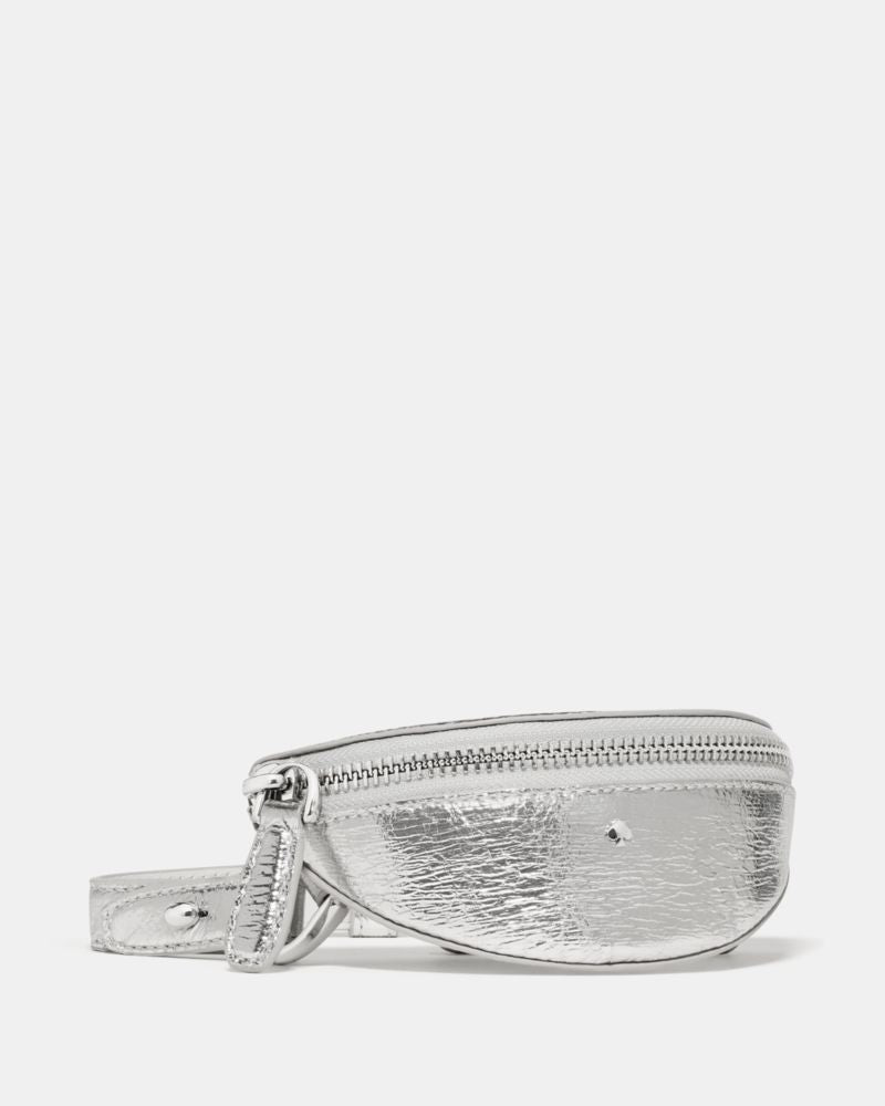 KateSpade Duo Crinkle Metallic Leather Crossbody Bag Silver
