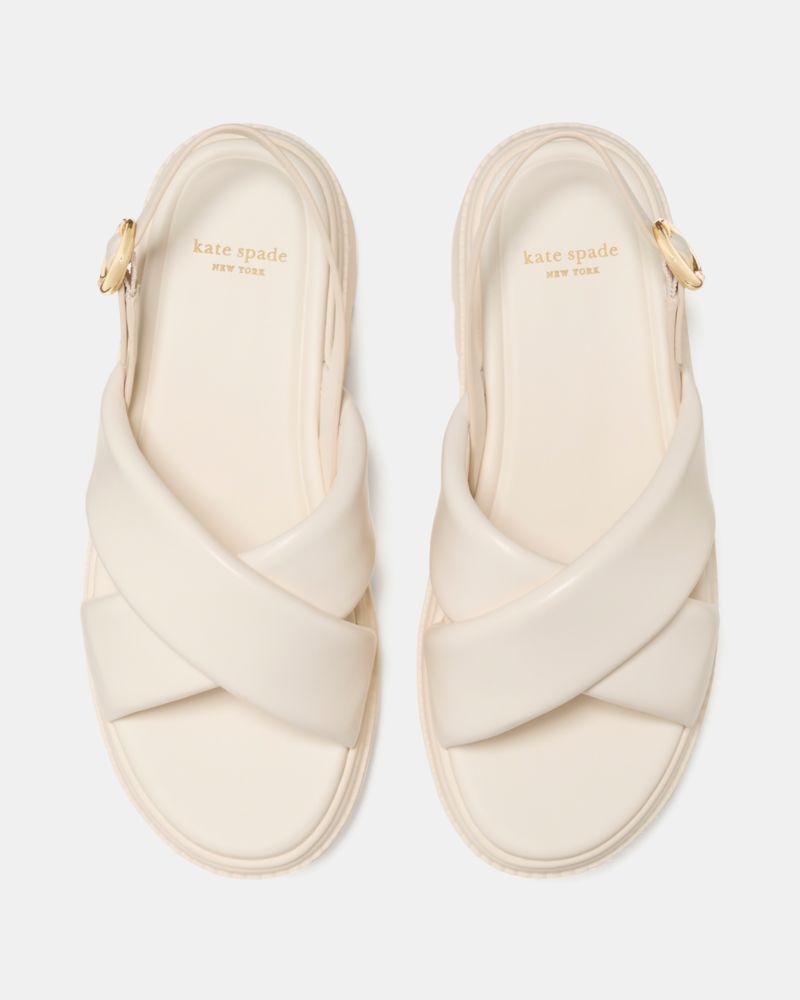 Katespade Halo Criss Cross Lug Sandal Cream