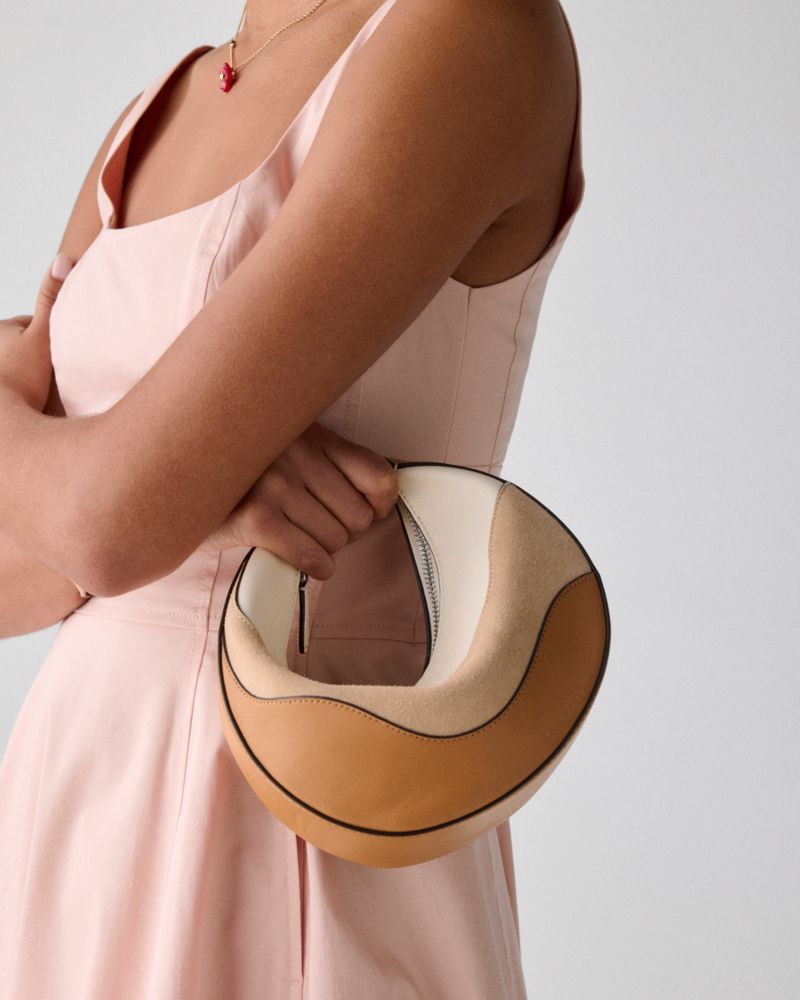 KateSpade Duo Wavy Suede Crossbody Bag Garden Soil