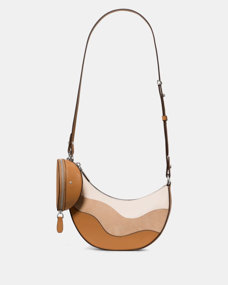 KateSpade Duo Wavy Suede Crossbody Bag Garden Soil