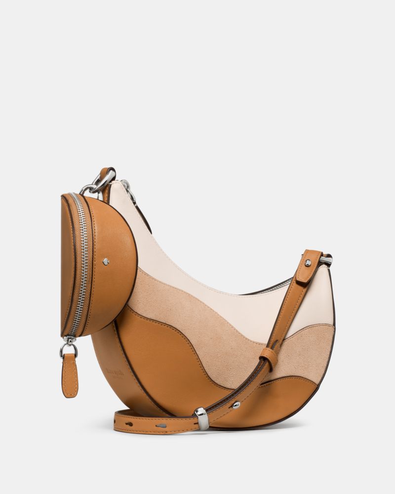 KateSpade Duo Wavy Suede Crossbody Bag Garden Soil