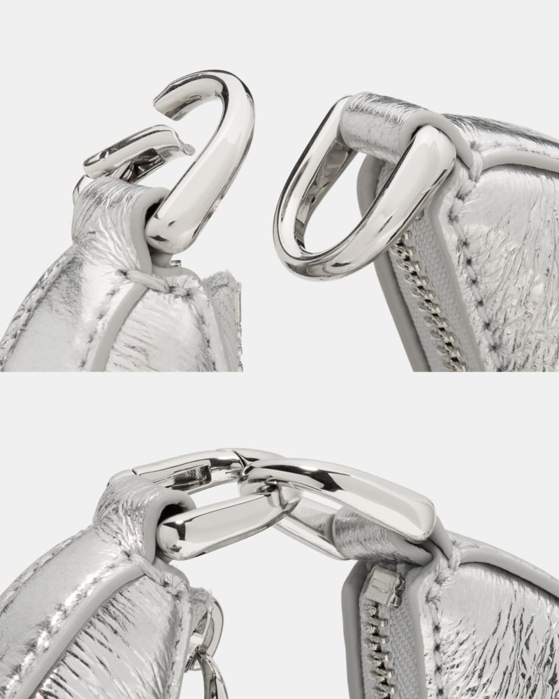 KateSpade Duo Crinkle Metallic Mini Shoulder Silver