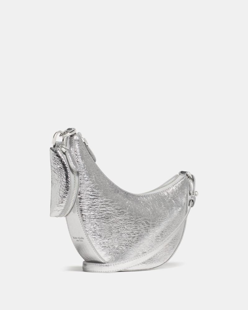 KateSpade Duo Crinkle Metallic Mini Shoulder Silver