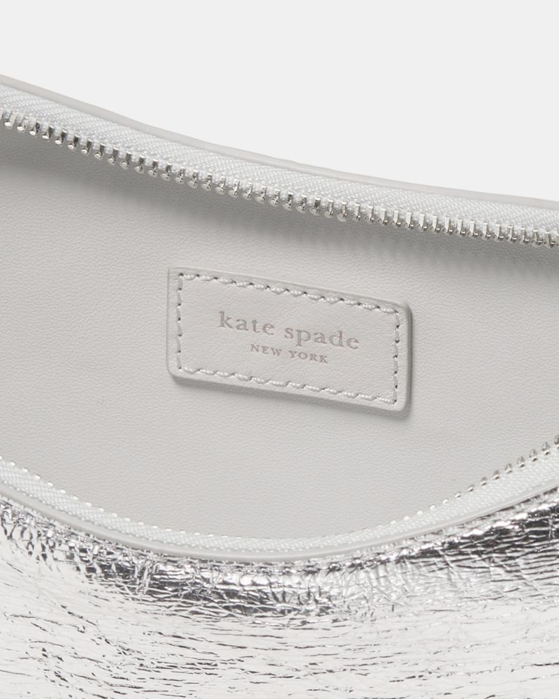 KateSpade Duo Crinkle Metallic Mini Shoulder Silver