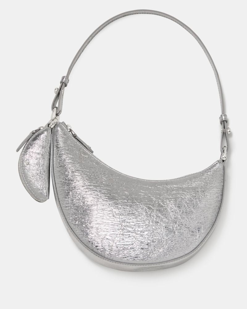 KateSpade Duo Crinkle Metallic Mini Shoulder Silver