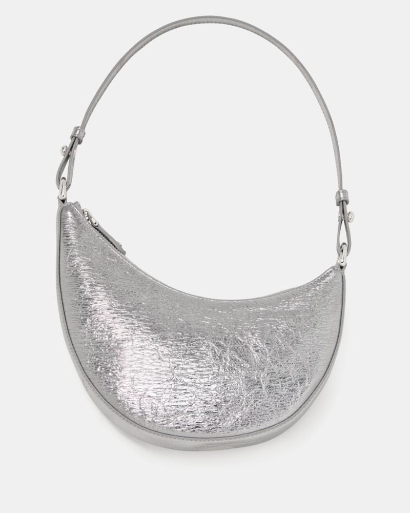 KateSpade Duo Crinkle Metallic Mini Shoulder Silver