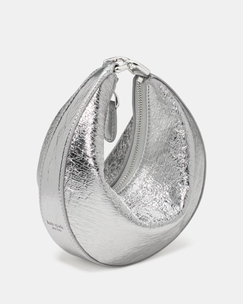 KateSpade Duo Crinkle Metallic Mini Shoulder Silver