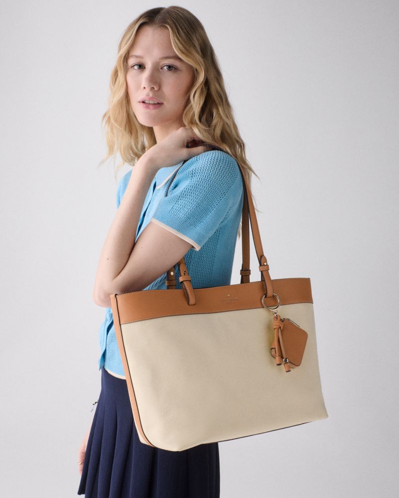 KateSpade Tessa Tote Bag With Charm Light Saddle Multi