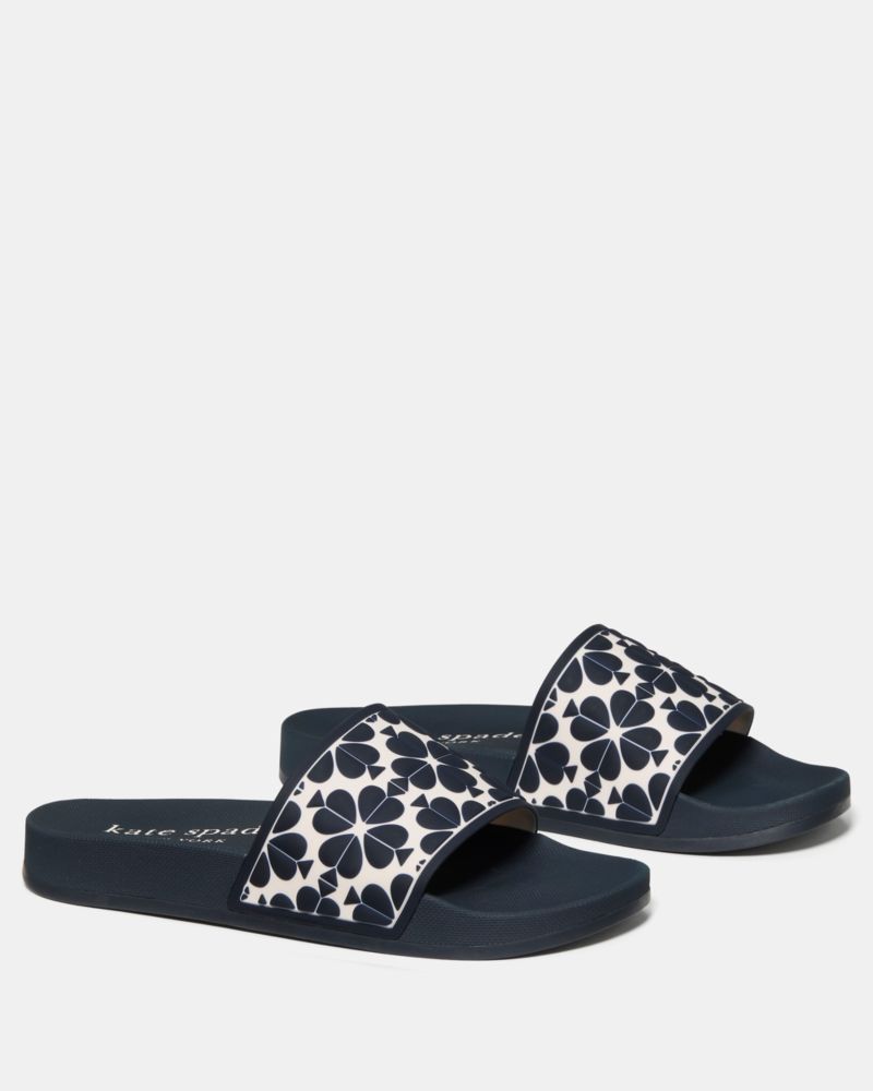 Katespade Spade Flower Pool Slide Parchment Blazer Blue