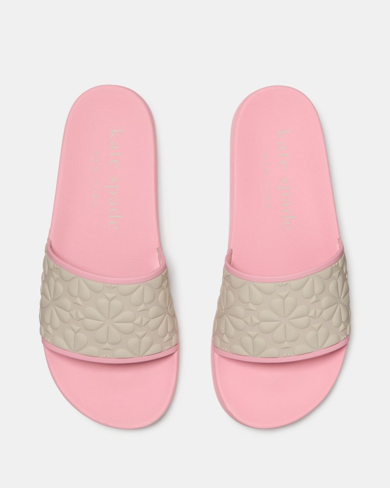 Katespade Spade Flower Pool Slide Dark Beige Grapefruit Soda