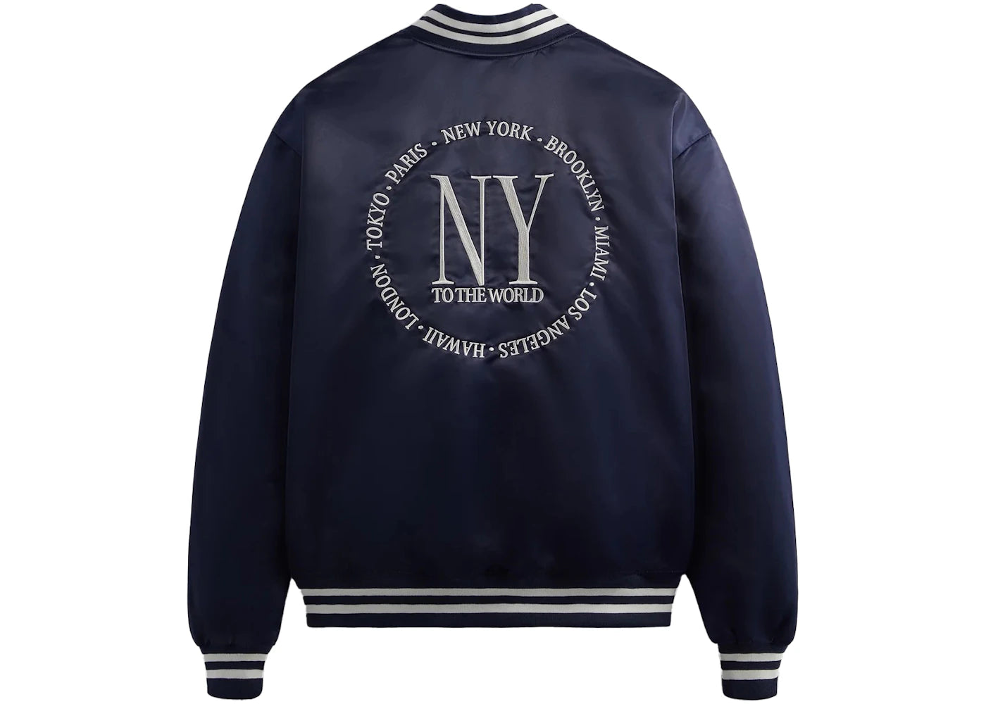 kith new york to the world satin bomber jacket nocturnal