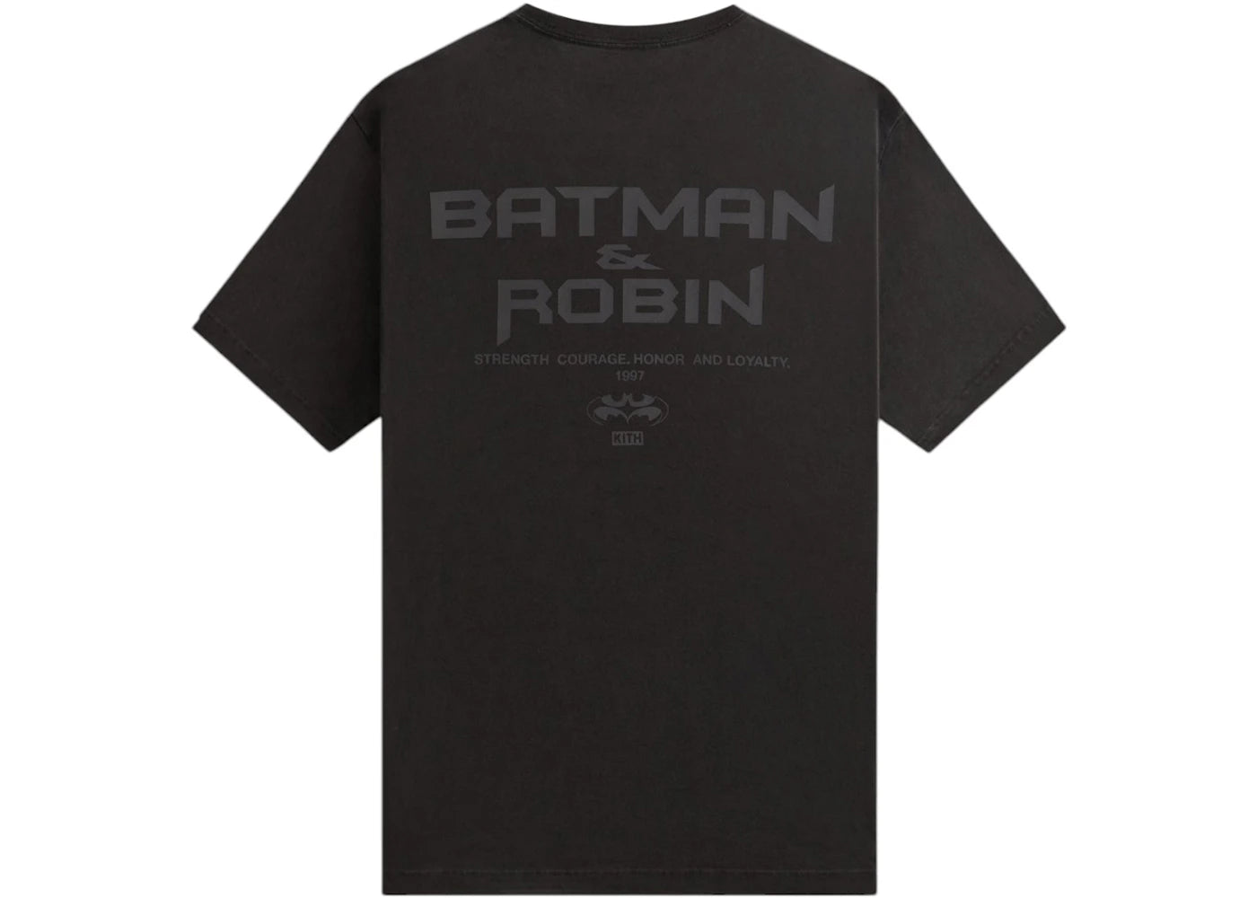 kith x batman and robin logo vintage tee black