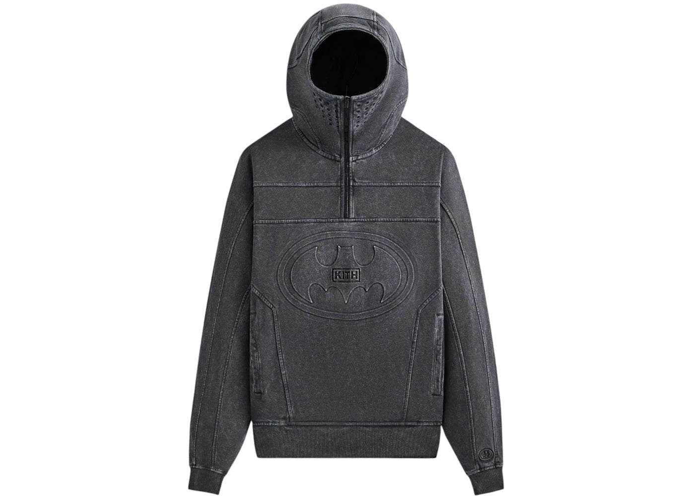 kith x batman quarter zip moto hoodie black